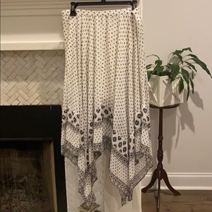 Black and white polka dot asymmetrical skirt